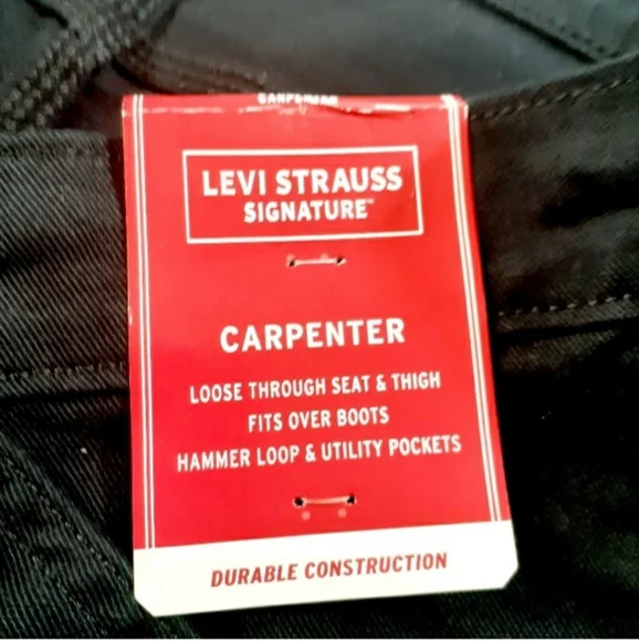 Levi Strauss Signature Carpenter Jeans Mens 40 x 32 Black Denim Hammer Loop NWT - Picture 3 of 9